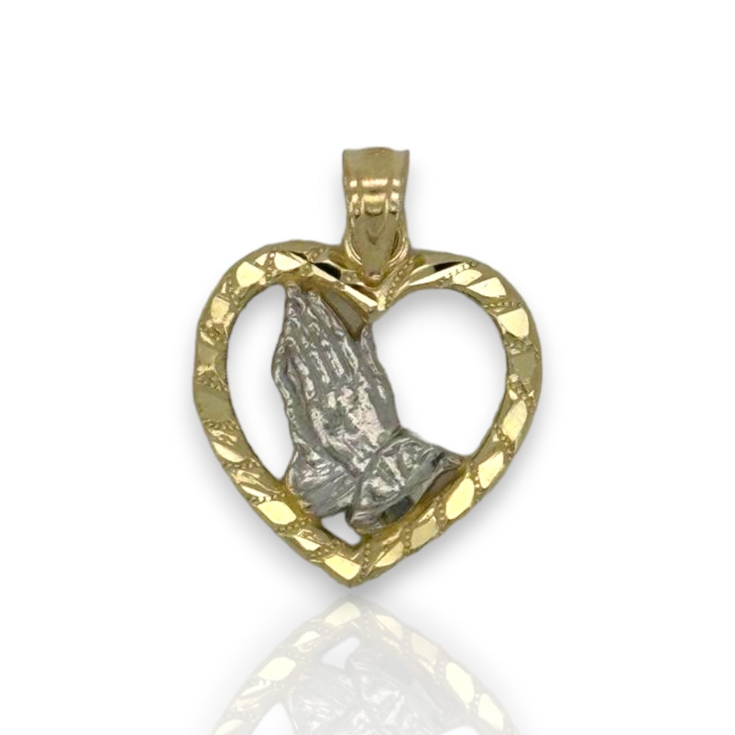 Praying Hands Heart Pendant - 10K Yellow Gold