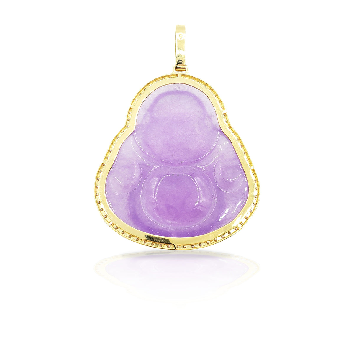 14K Yellow Gold Diamond Buddha With Purple Jade