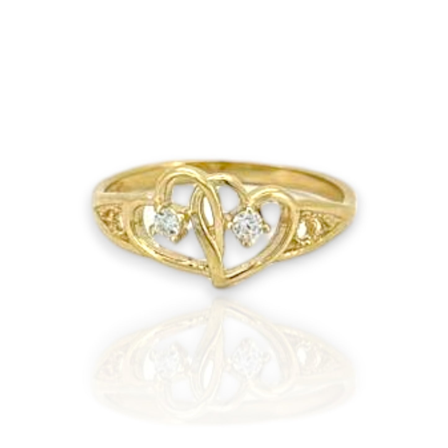 Heart CZ Ring - 10K Yellow Gold