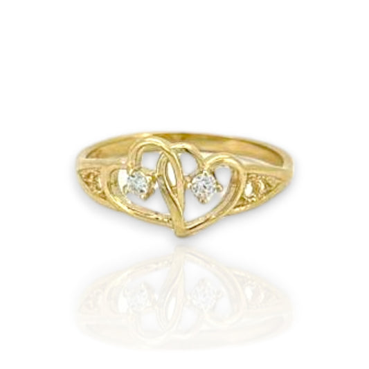 Heart CZ Ring - 10K Yellow Gold