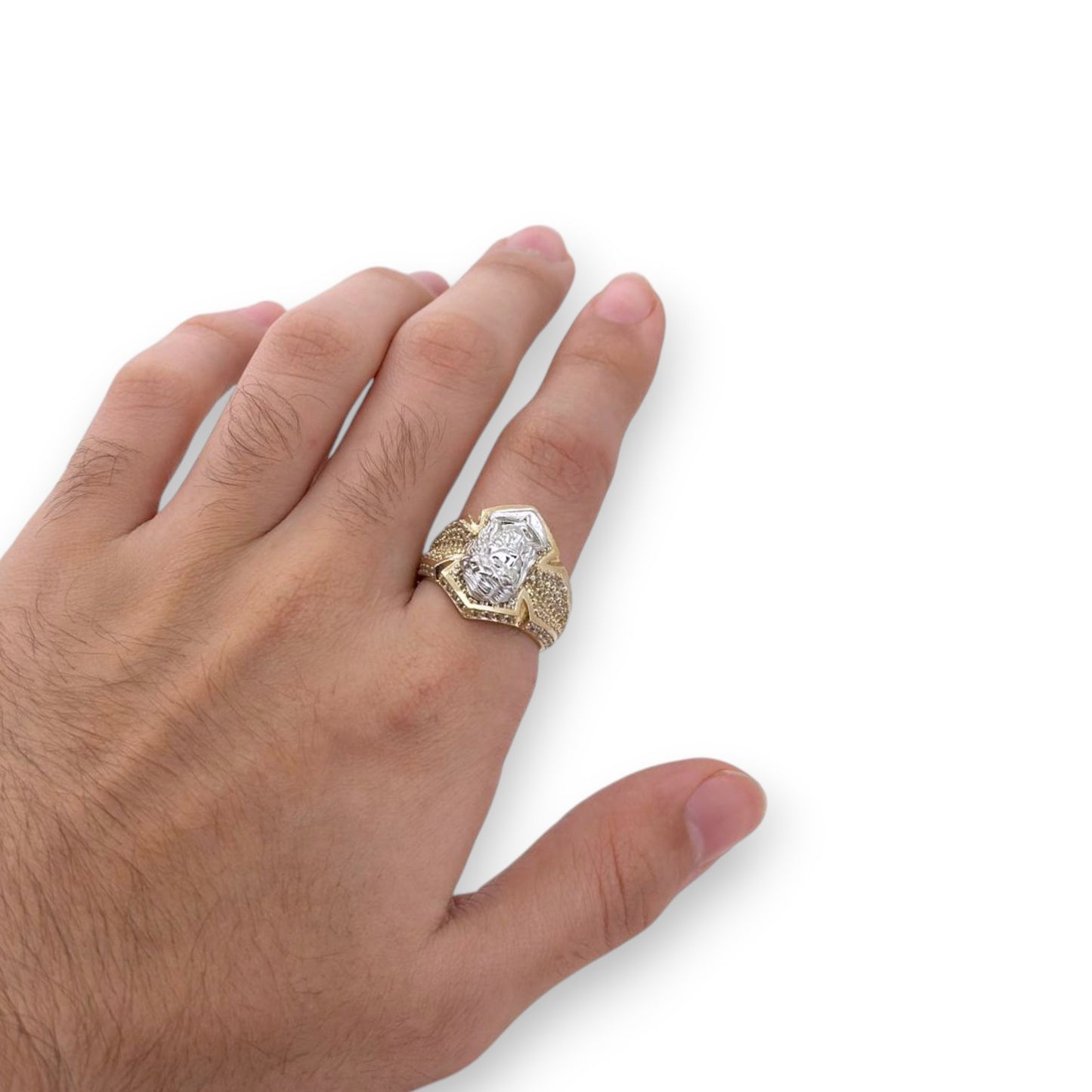 Jesus CZ Ring - 10K Two Tone