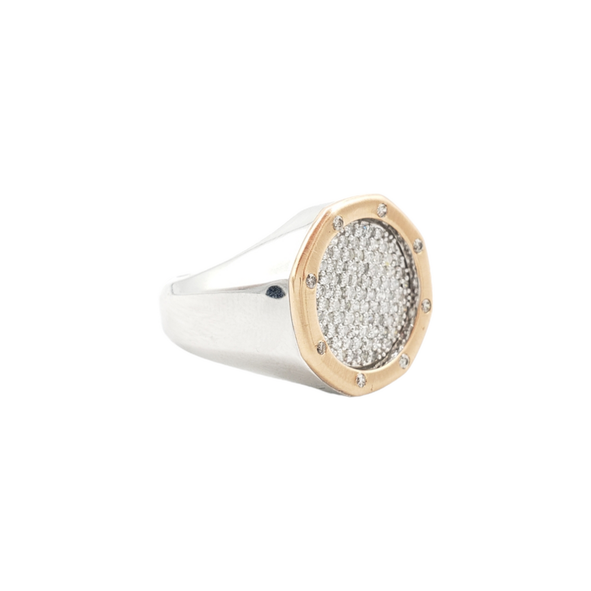 14K Rose & White Gold Natural Diamond Ring for Men – 0.86 CTW