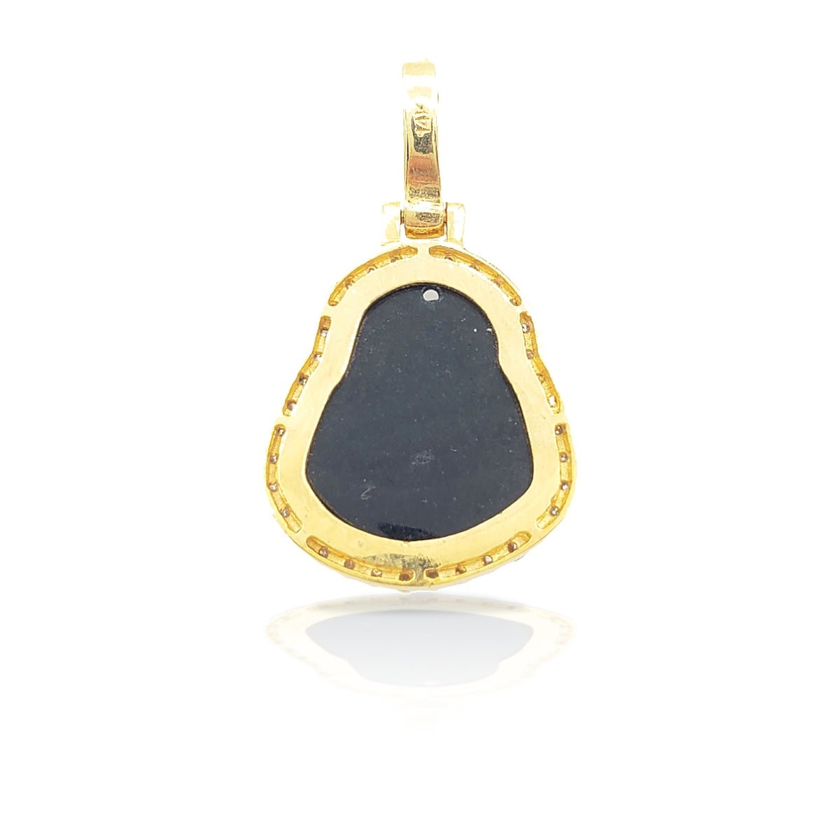 14K Diamond Buddha With Black Jade