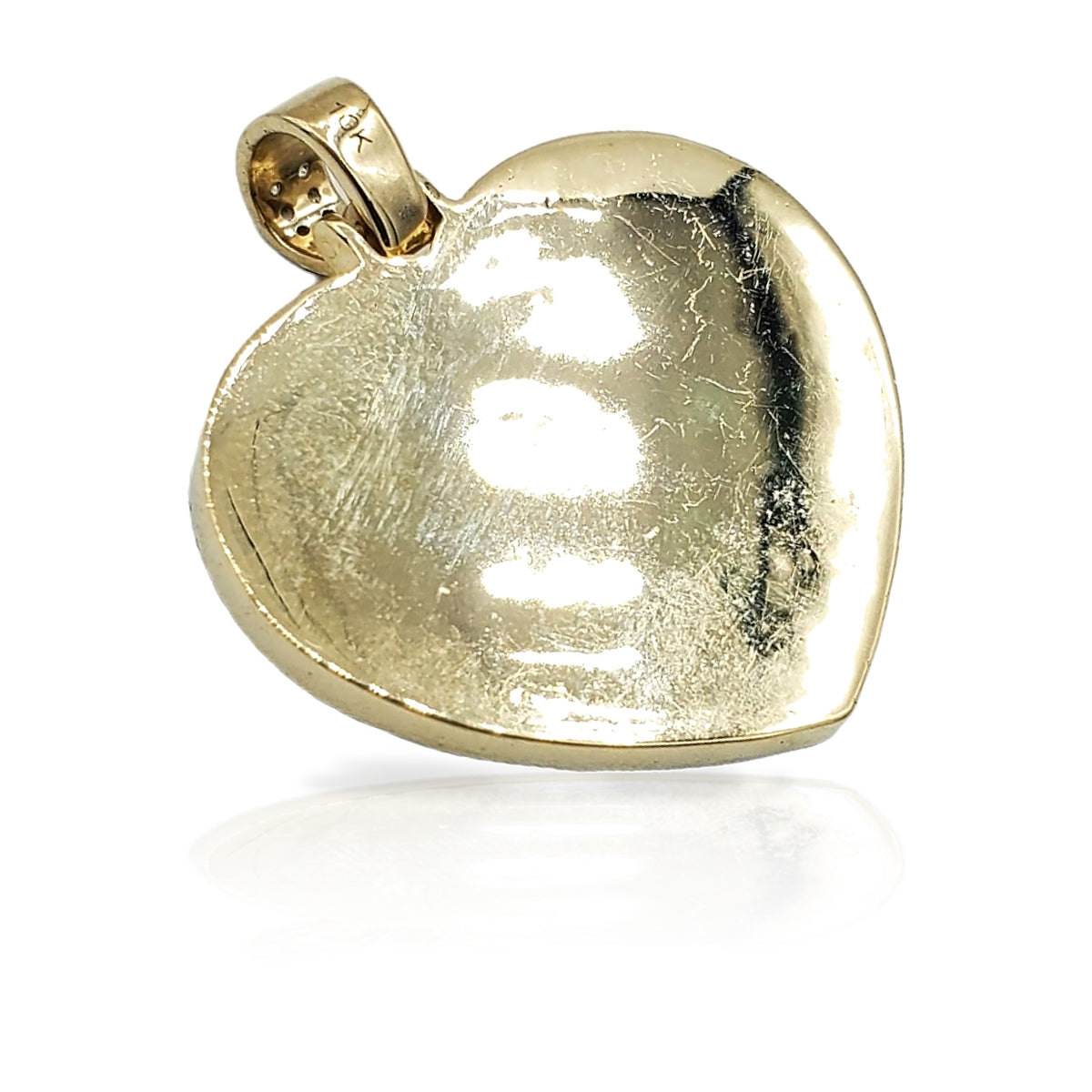 10K Gold Baguette Diamond Heart Picture Pendant