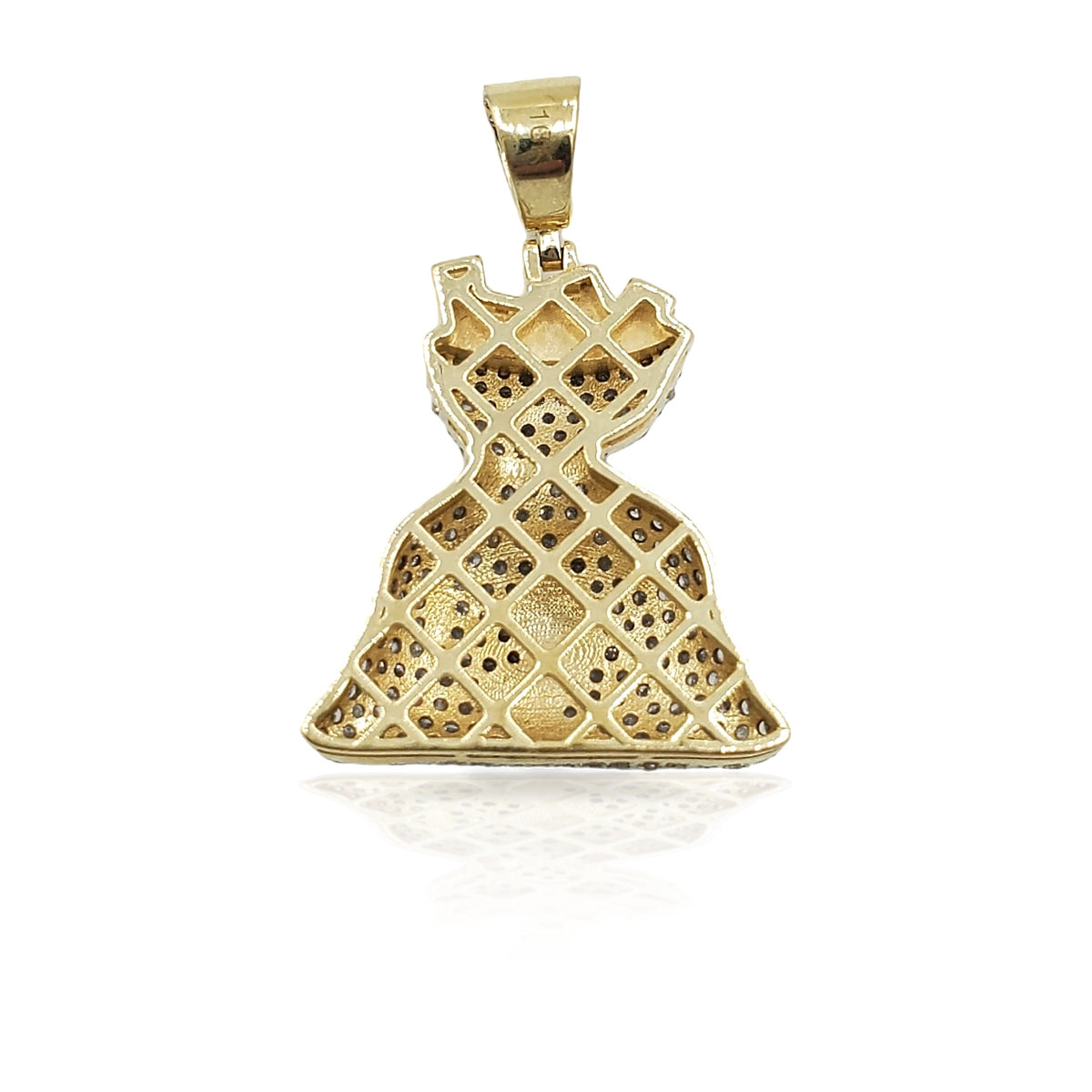 10K Gold Diamond Money Bag Pendant