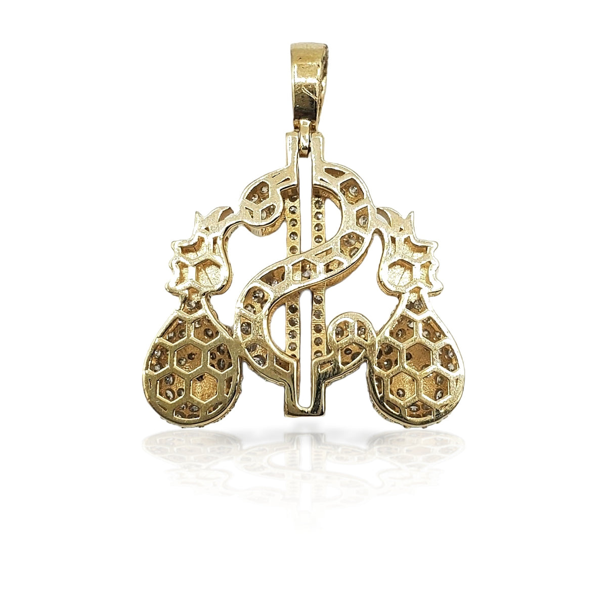 10K Gold Diamond Cash Sign Pendant