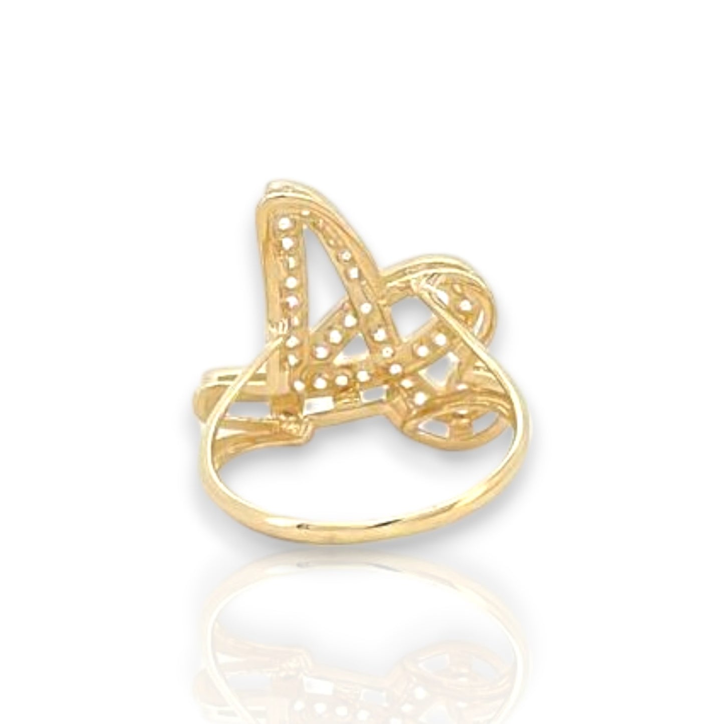 Initial Ring CZ - 10K Yellow Gold