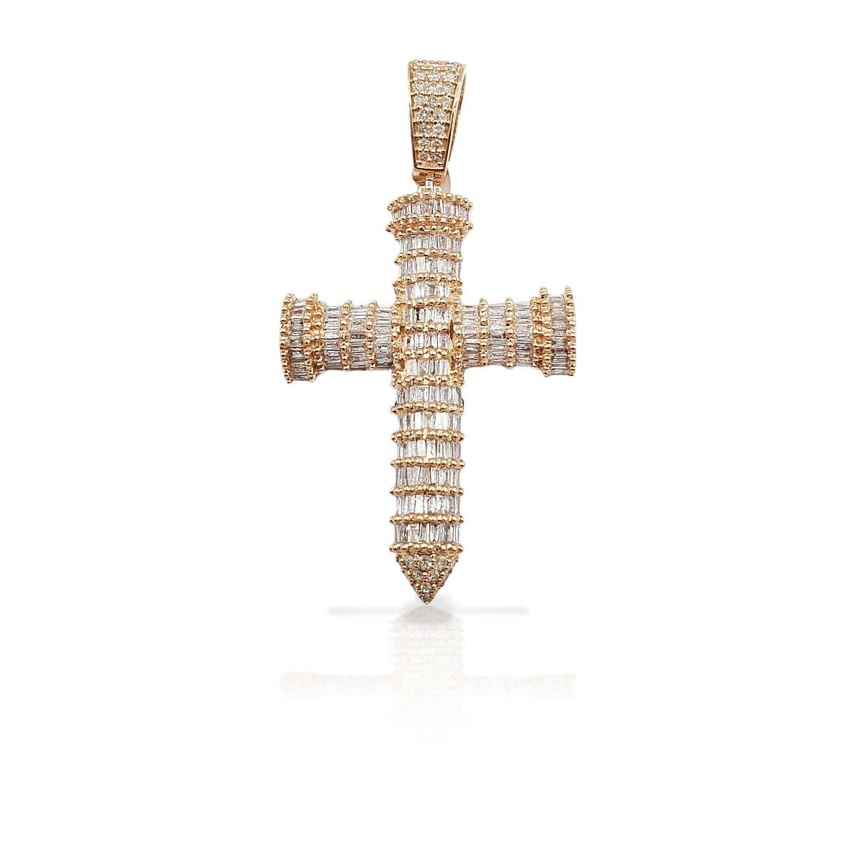 14K Baguette Diamond Cross With 2.13 Carats Of Diamonds