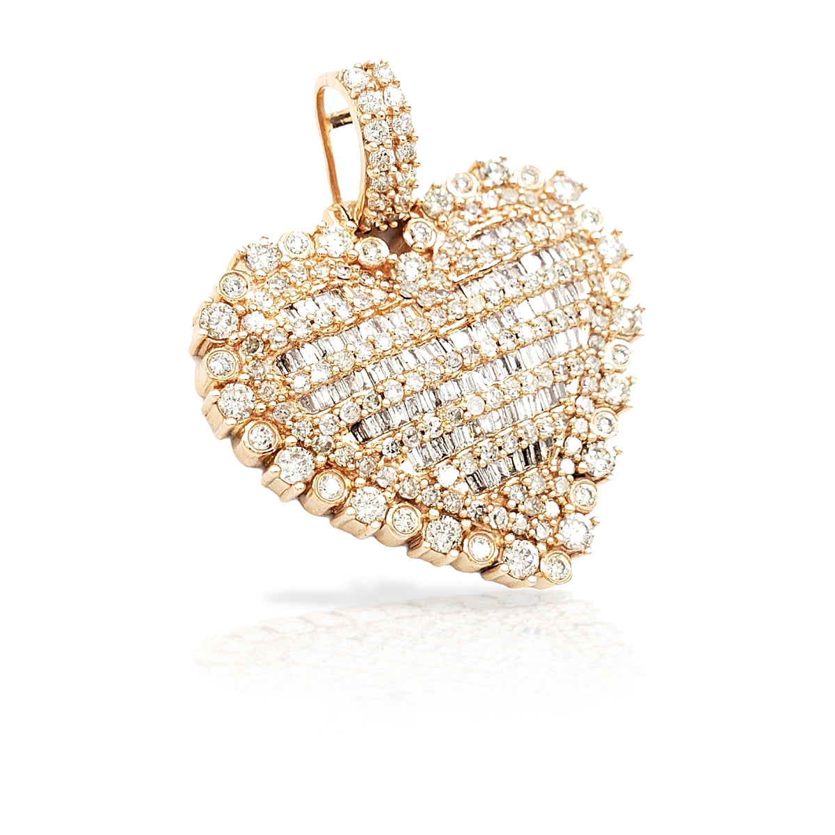 14K Baguette Diamond Heart With 2.63 Carats Of Diamonds