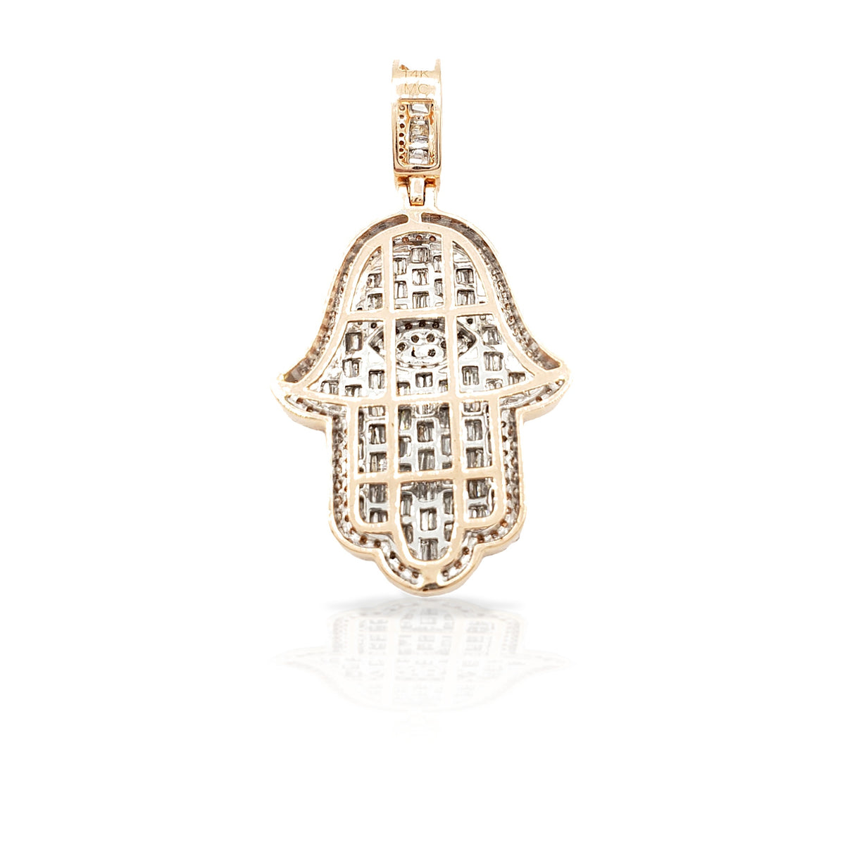 14K Eye Baguette Diamond Hamsa With 2.34 Carats Of Diamonds
