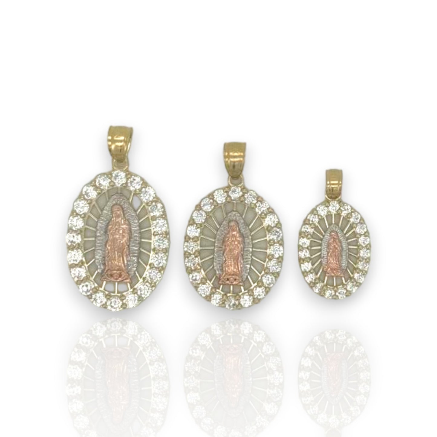 Virgin Mary Two Tone Pendant - 10K Yellow Gold