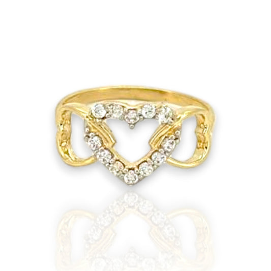 Heart CZ Ring - 10K Yellow Gold