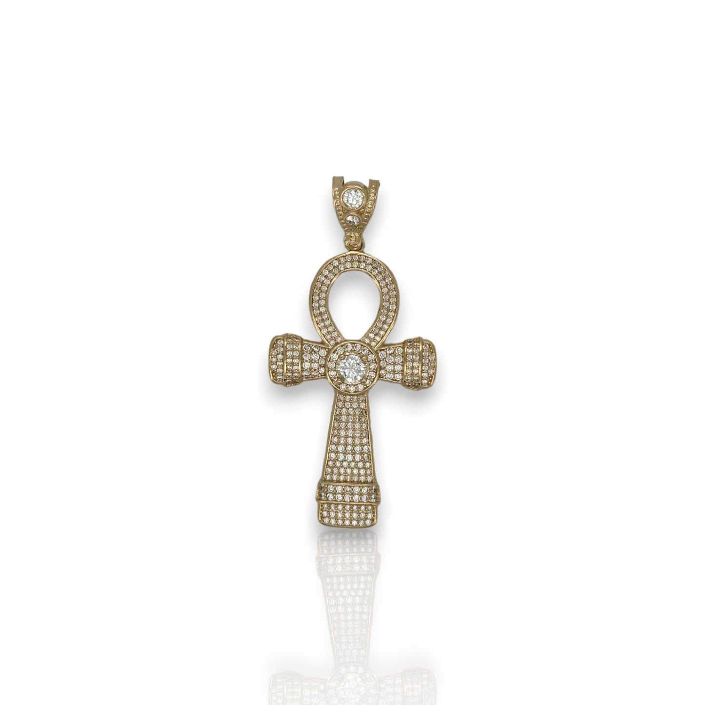 Ankh Cz Cross - 14K Yellow Gold