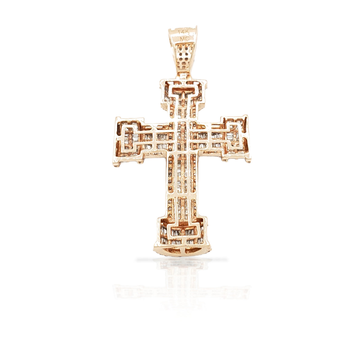 14K Baguette Diamond Cross With 2.69 Carats Of Diamonds