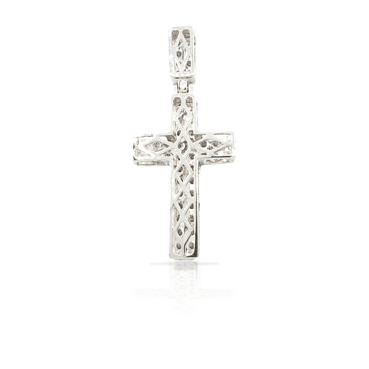 2.0 14K Two Row Diamond Cross With 1.34 Carats Of Diamonds