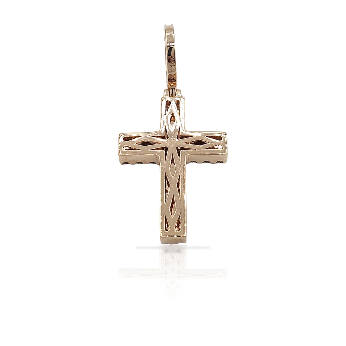 2.0 14K Two Row Diamond Cross With 1.10 Carats Of Diamonds