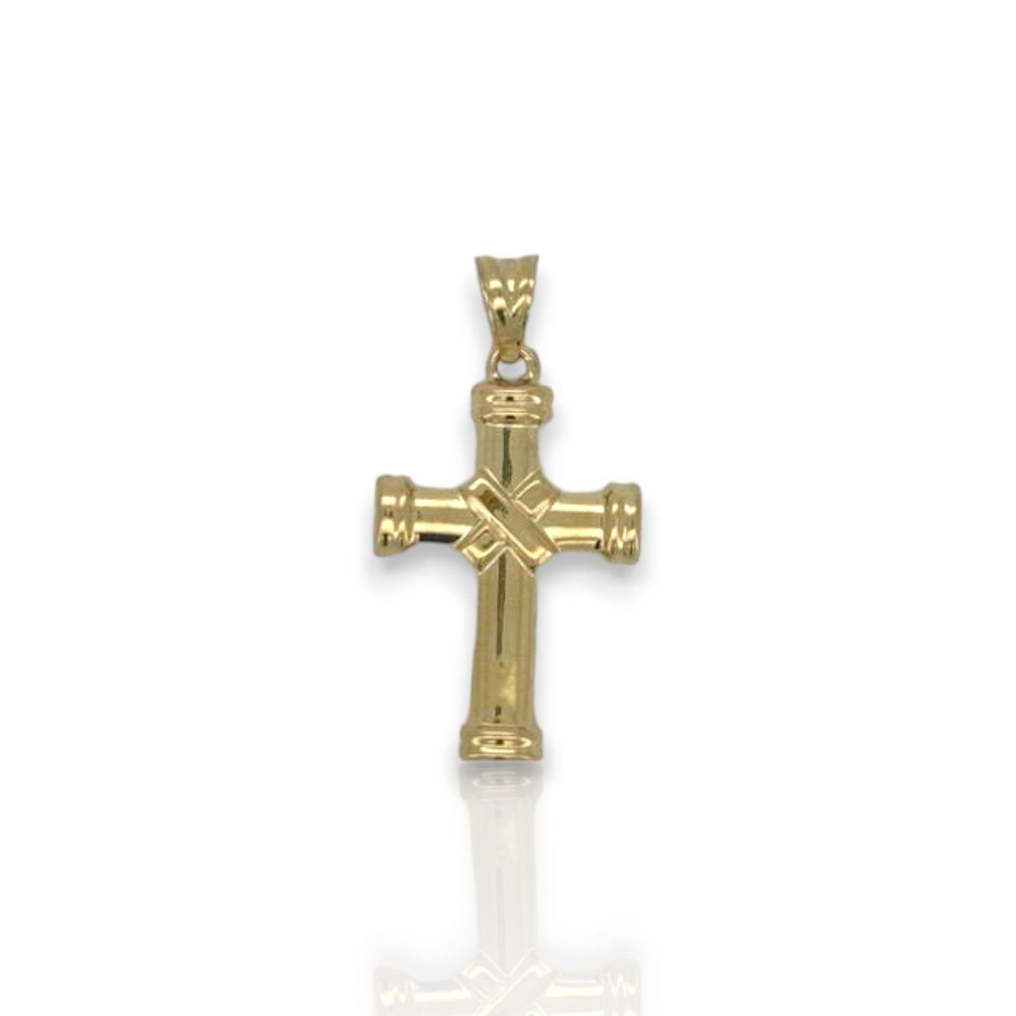 Cross Two Tone Pendant - 14k Yellow Gold