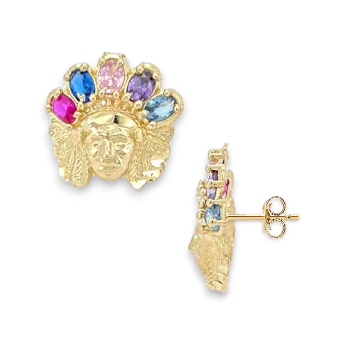 American "Chief" Earrings - 10k Yellow Gold