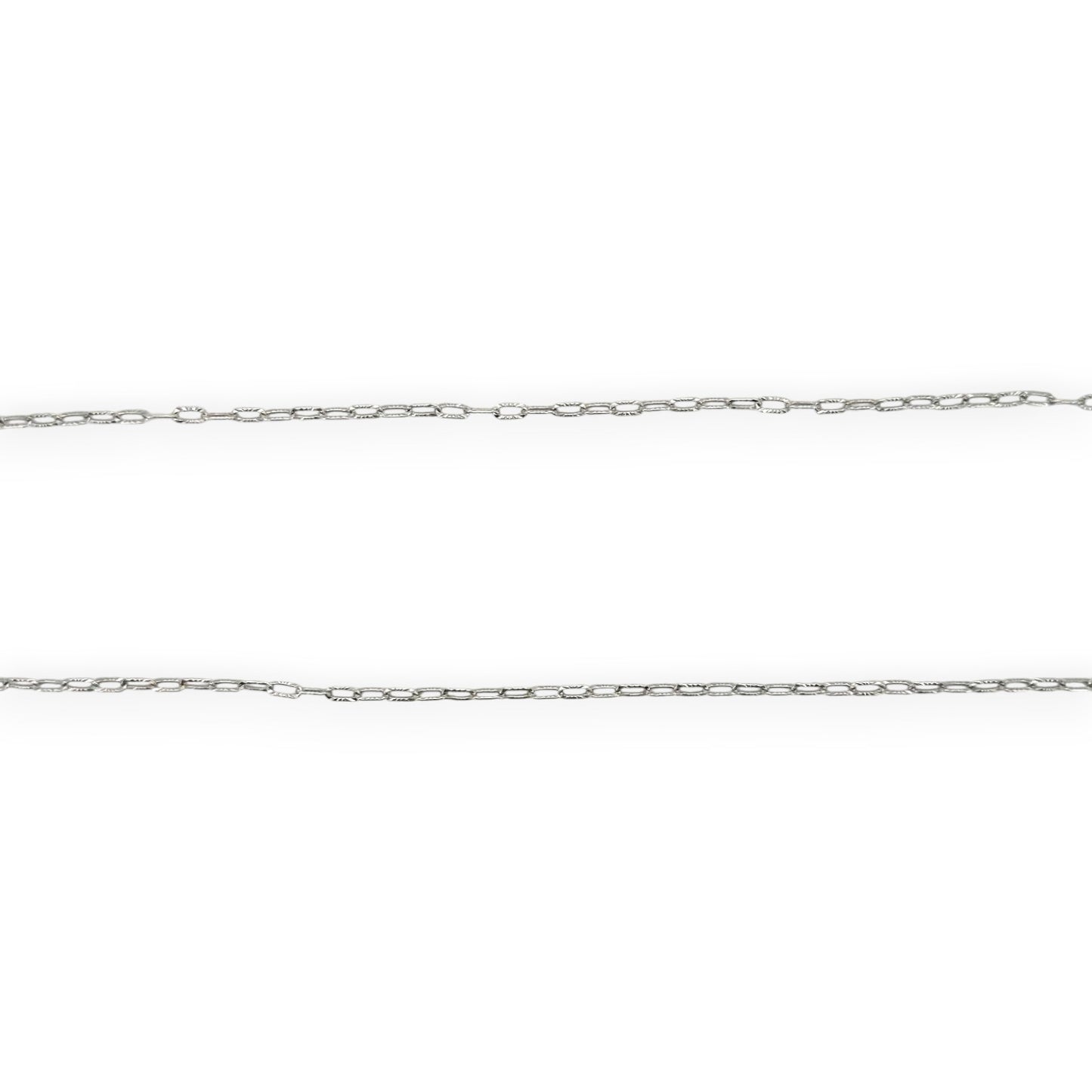 Solid Paperclip Texture - 14K White Gold