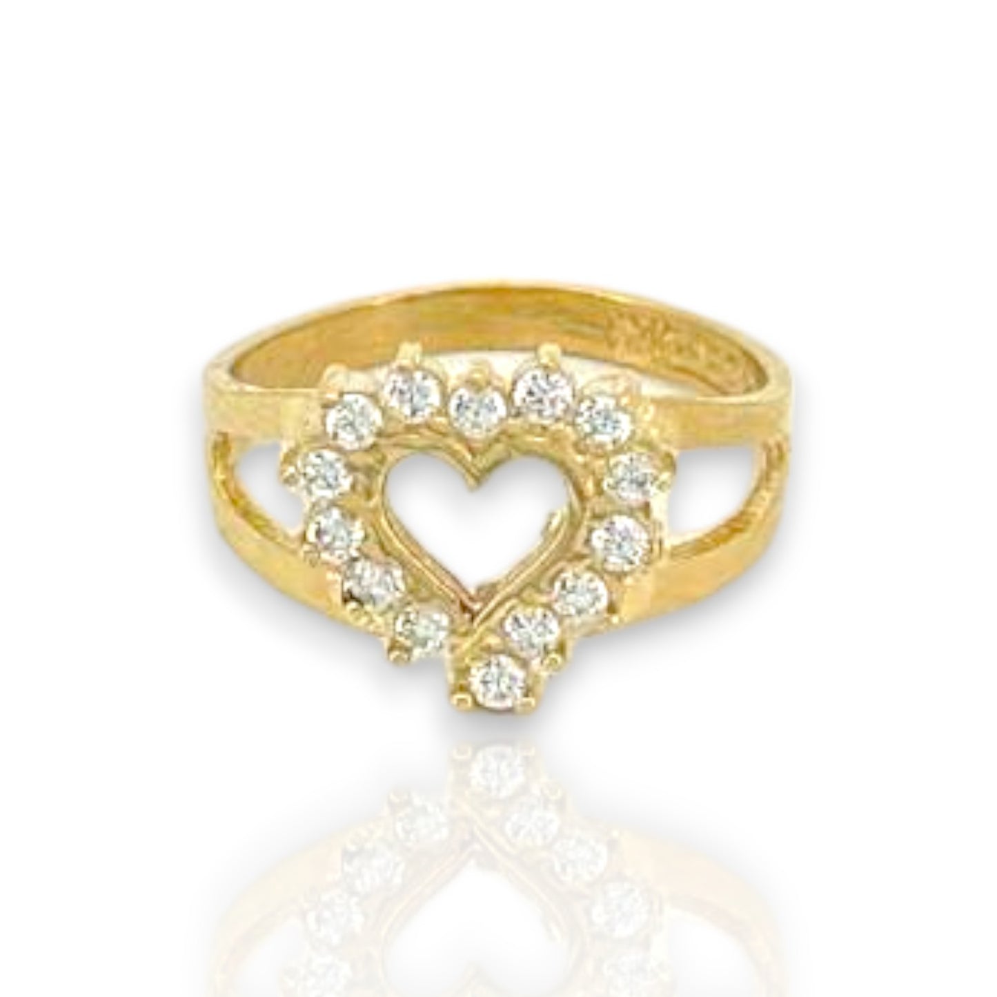Heart CZ Ring - 10K Yellow Gold