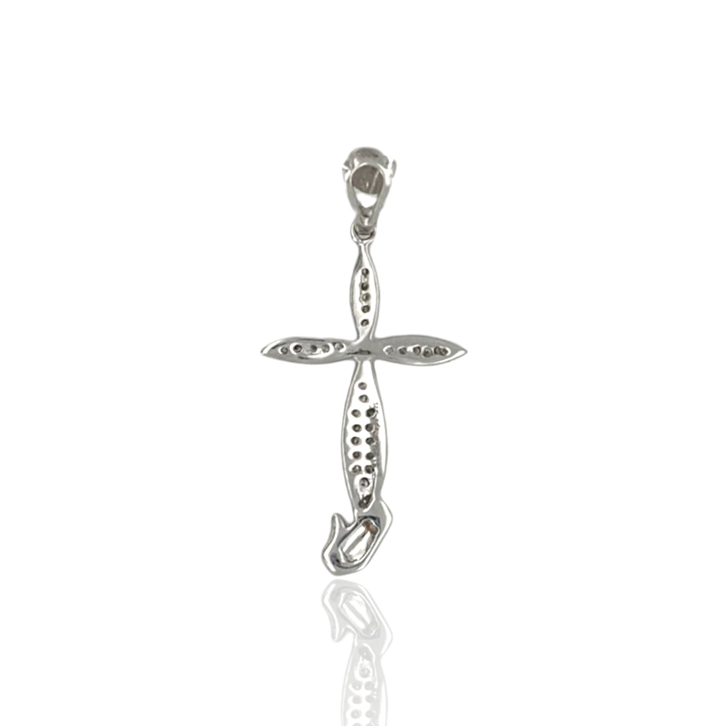 Cross Diamond Pendant 0.11ct - 14K White Gold