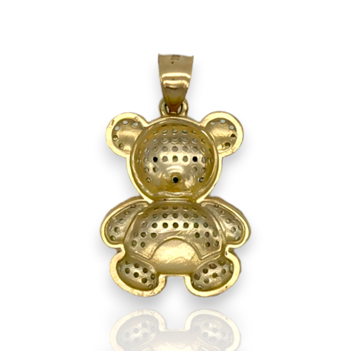Colgante de osito de peluche con circonita cúbica y circonita cúbica - Oro amarillo de 14 k