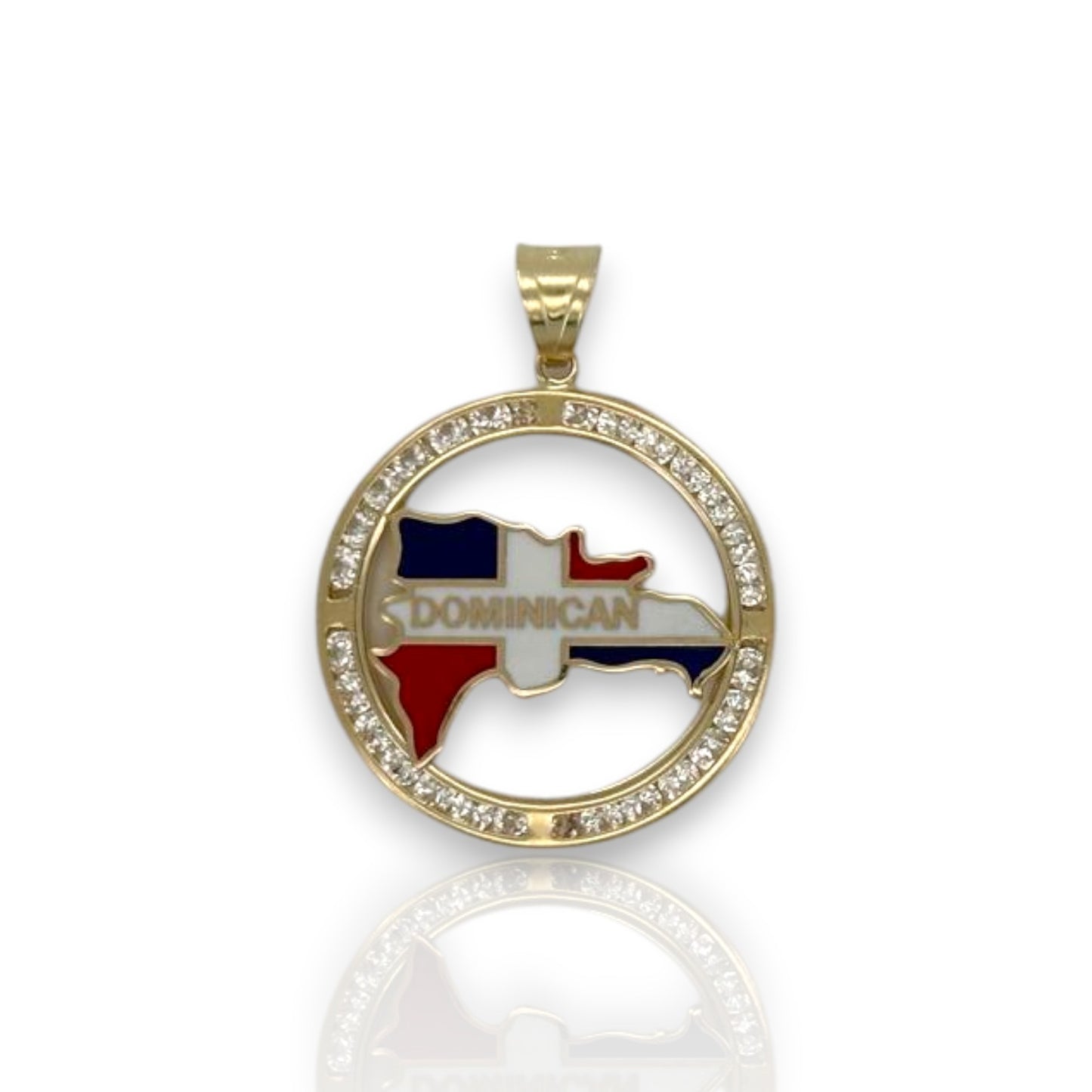 Dominican Medallion Cz Pendant - 14K Yellow Gold