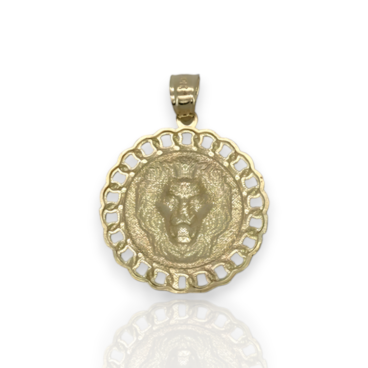 Colgante con medallón de cabeza de león - Oro amarillo de 10 k