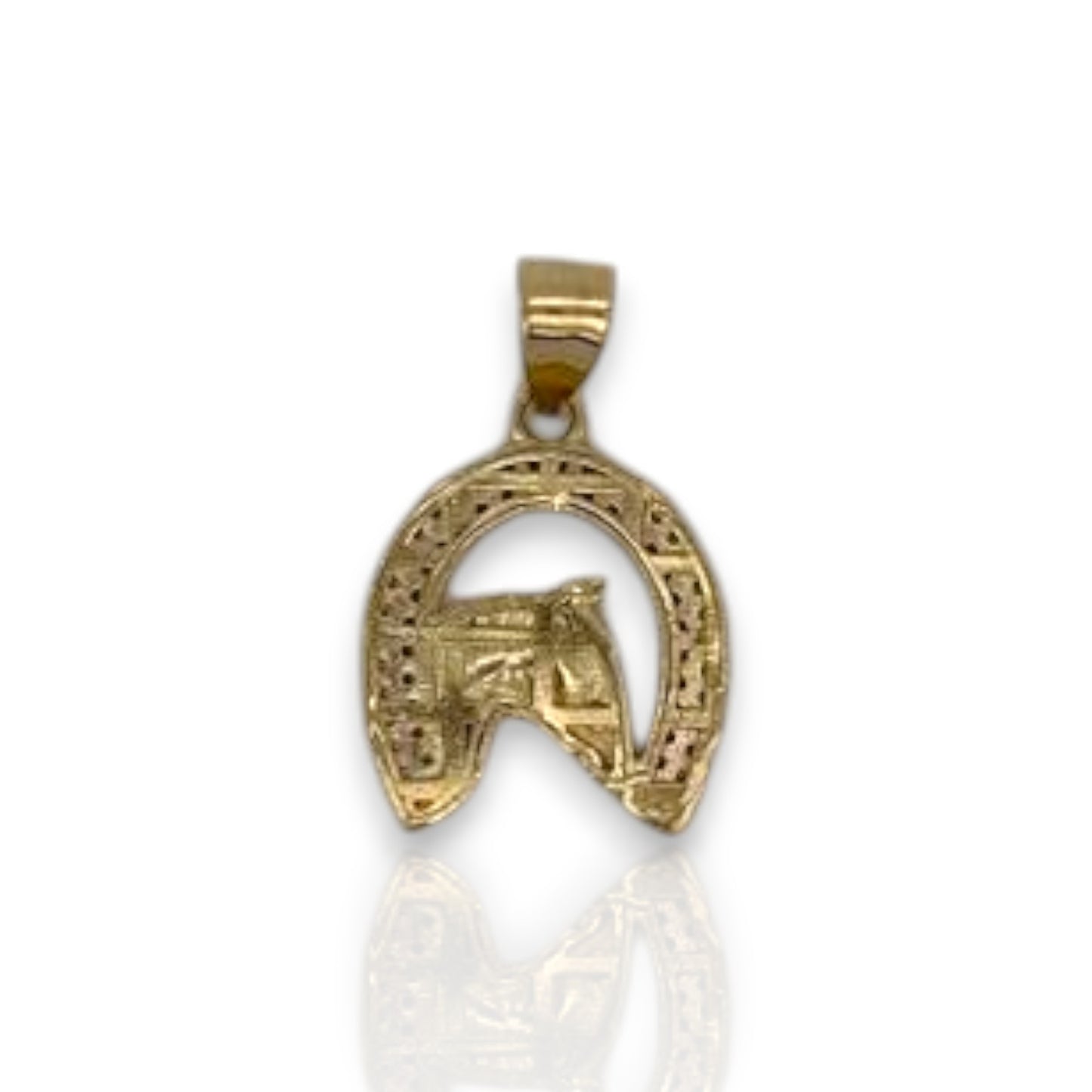 Horseshoe Cz Pendant - 14K Yellow Gold