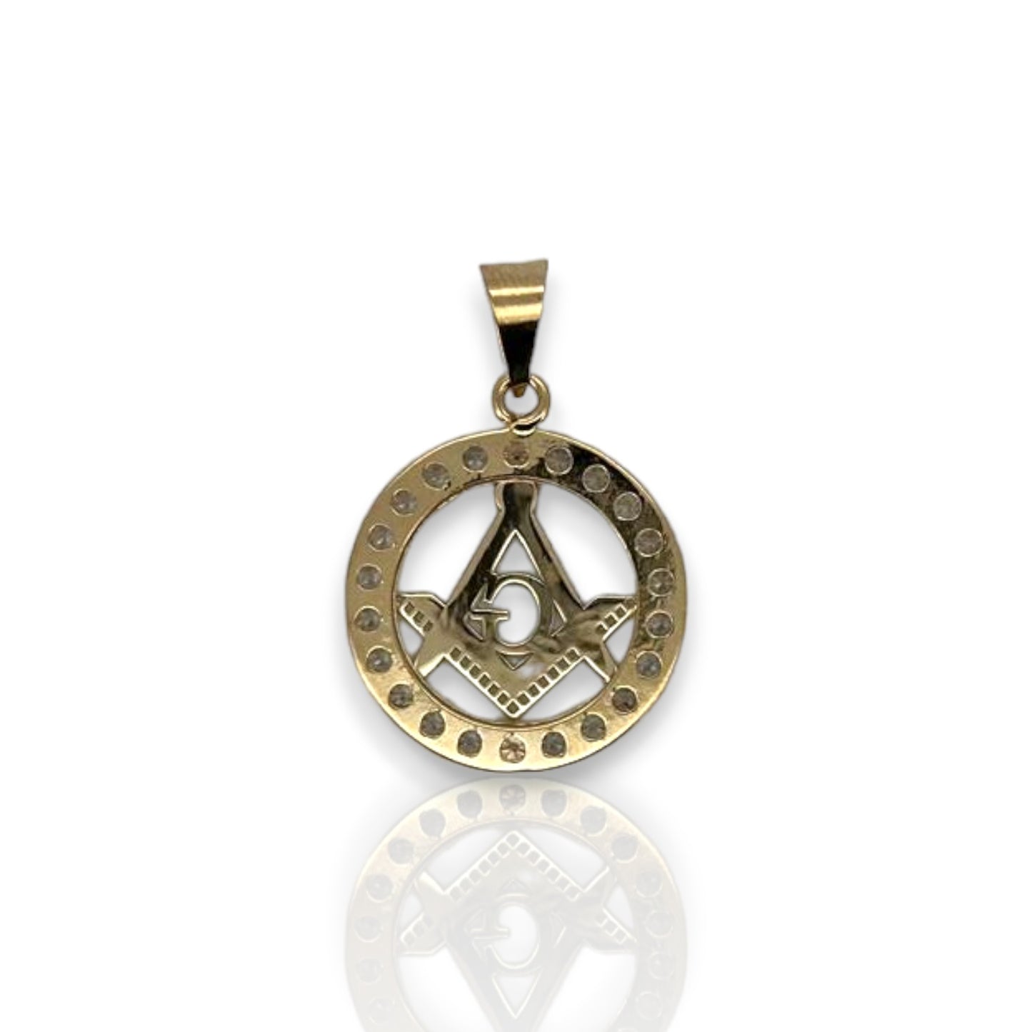 Medallion Masonic CZ - 10K Yellow Gold