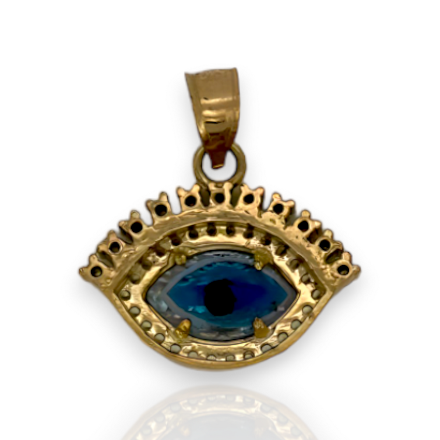 Colgante con dije de mal de ojo con circonita cúbica azul - Oro amarillo de 10 k