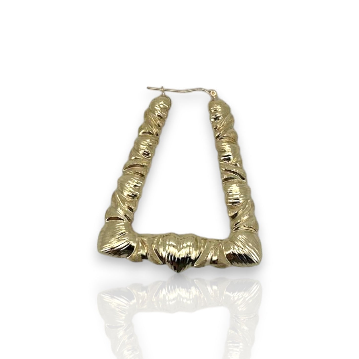 Hoop Bamboo Earrings - 10K Yellow Gold