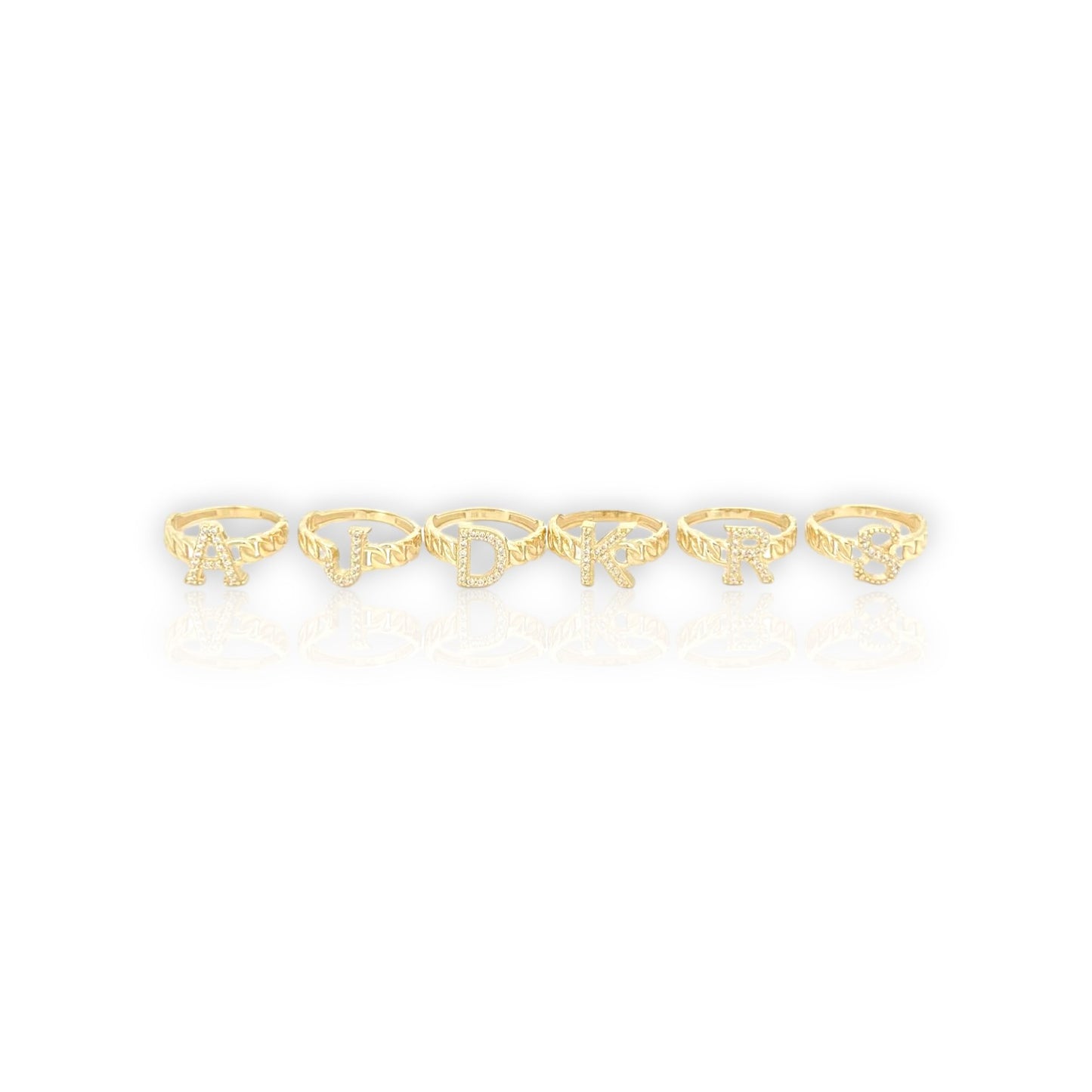 Initial Ring Letter CZ - 10K Yellow Gold