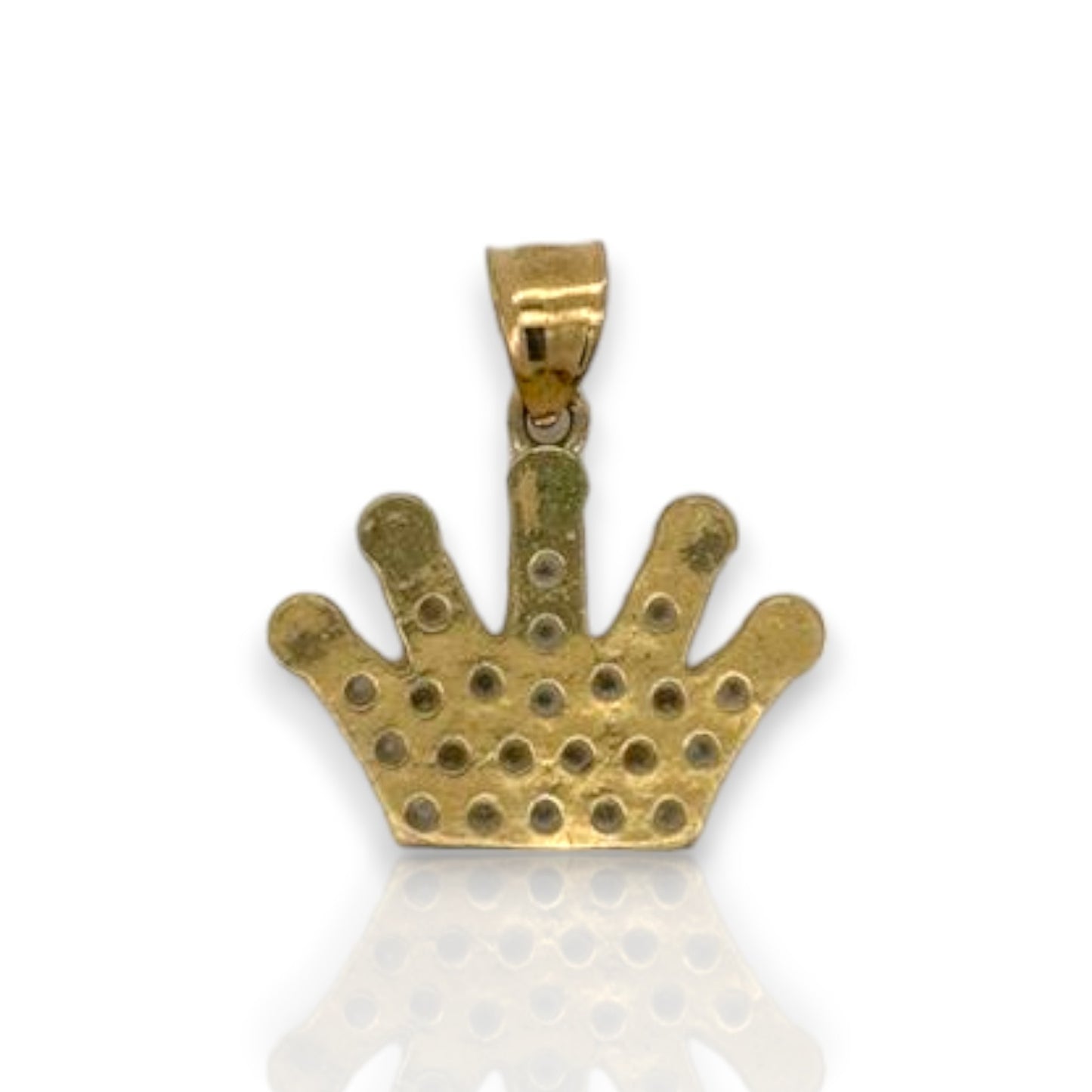 Crown Cz Pendant - 14k Yellow Gold