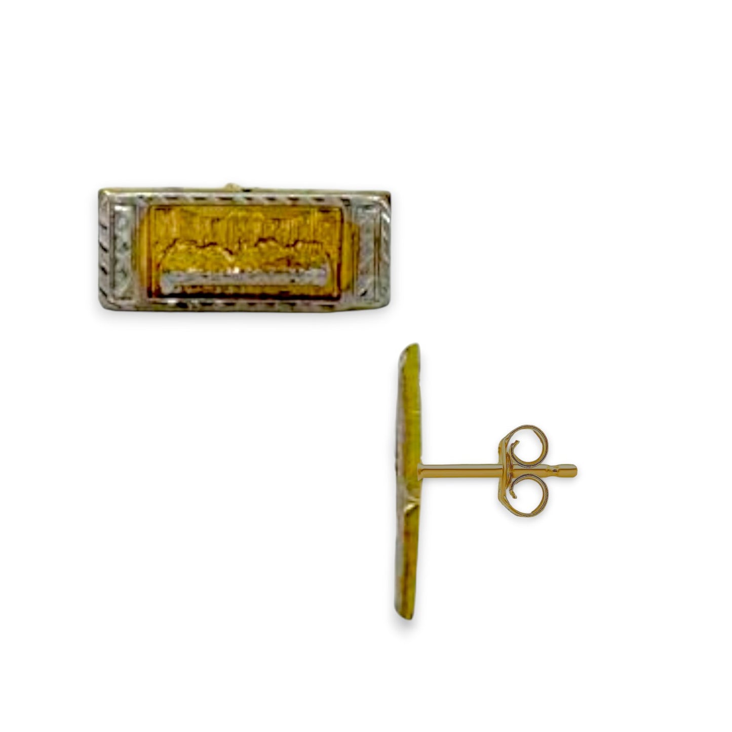 Last Supper Two Tone Earrings - 10k Yellow Gold