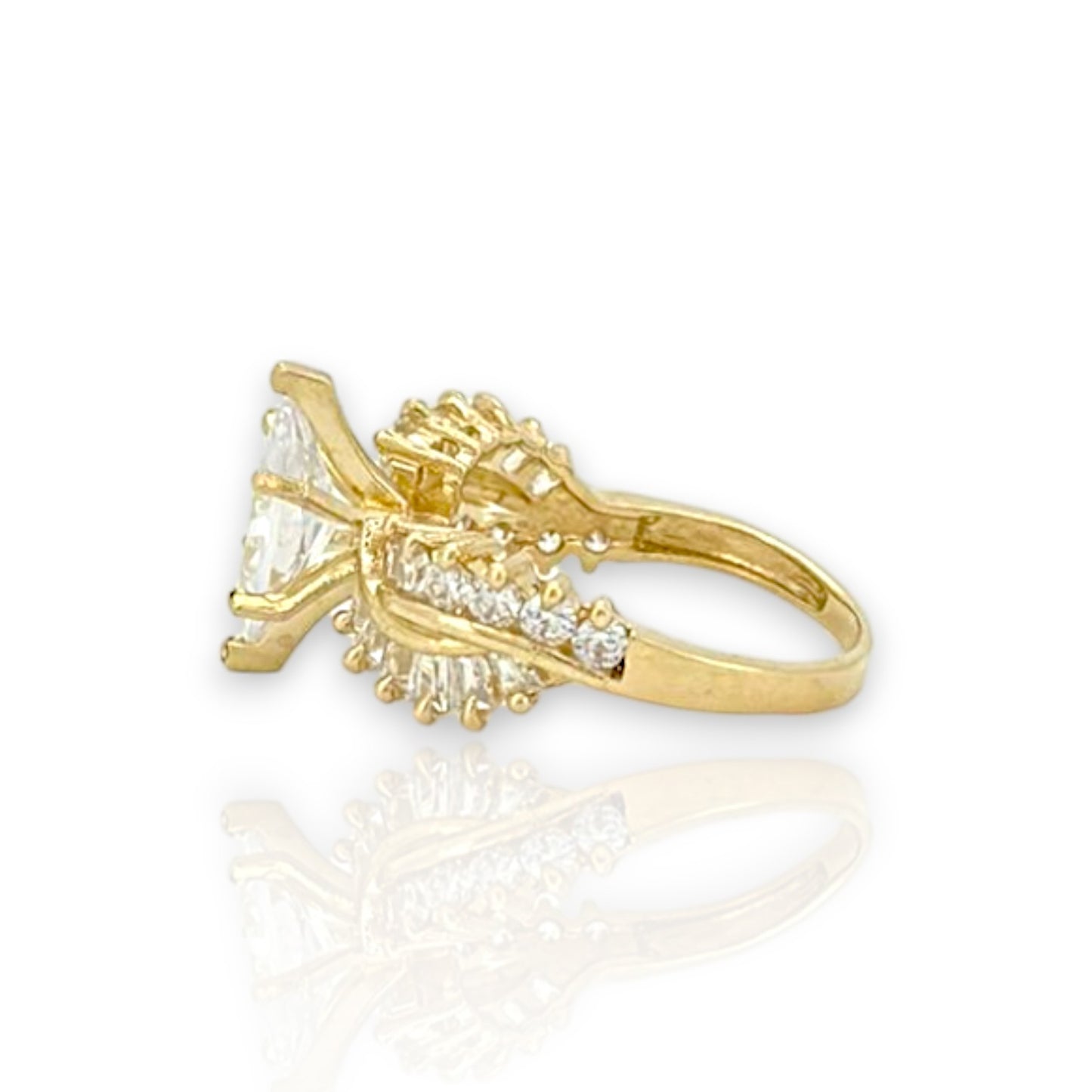 Marquise Cut Center Stone Engagement Ring - 10k Yellow Gold