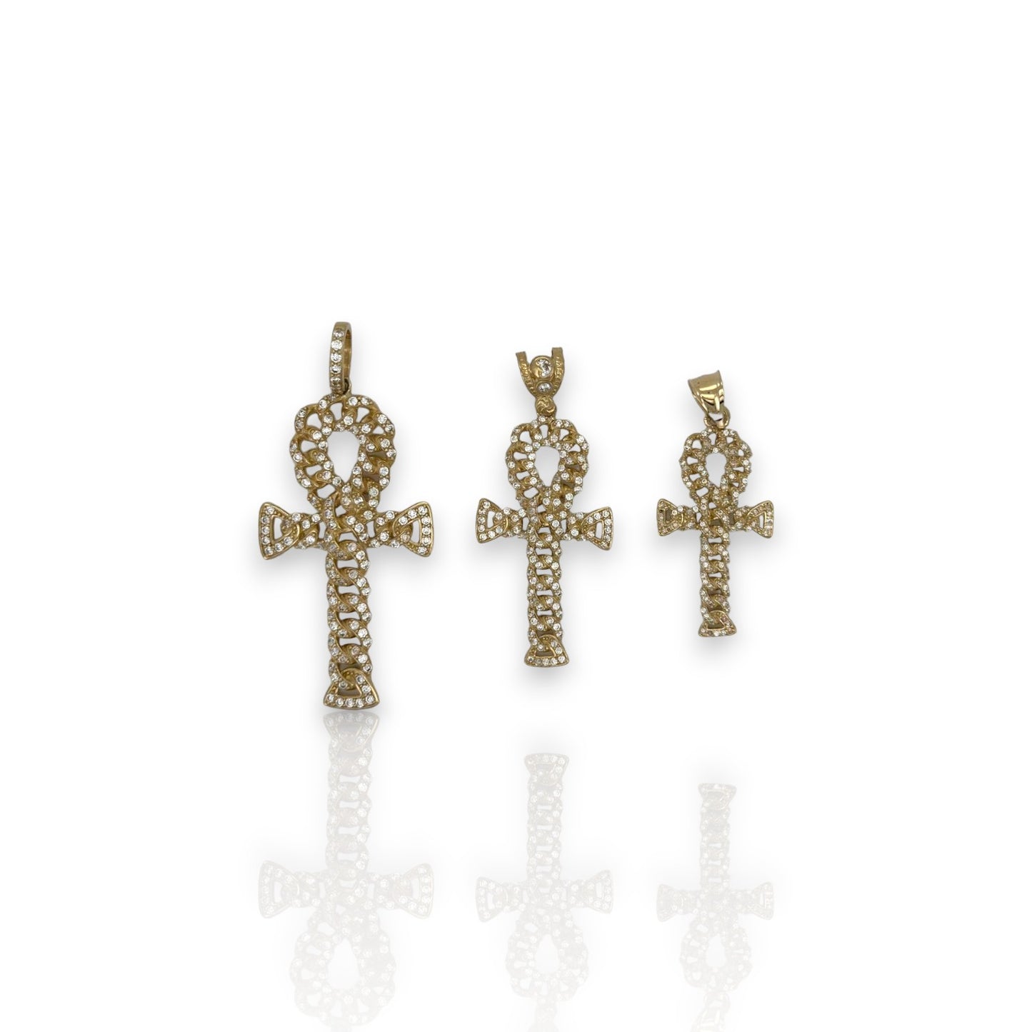 Ankh Cz Cross - 14K Yellow Gold