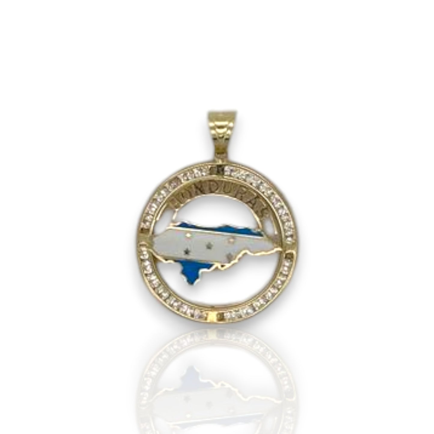 Honduras Medallion Cz Pendant - 14K Yellow Gold