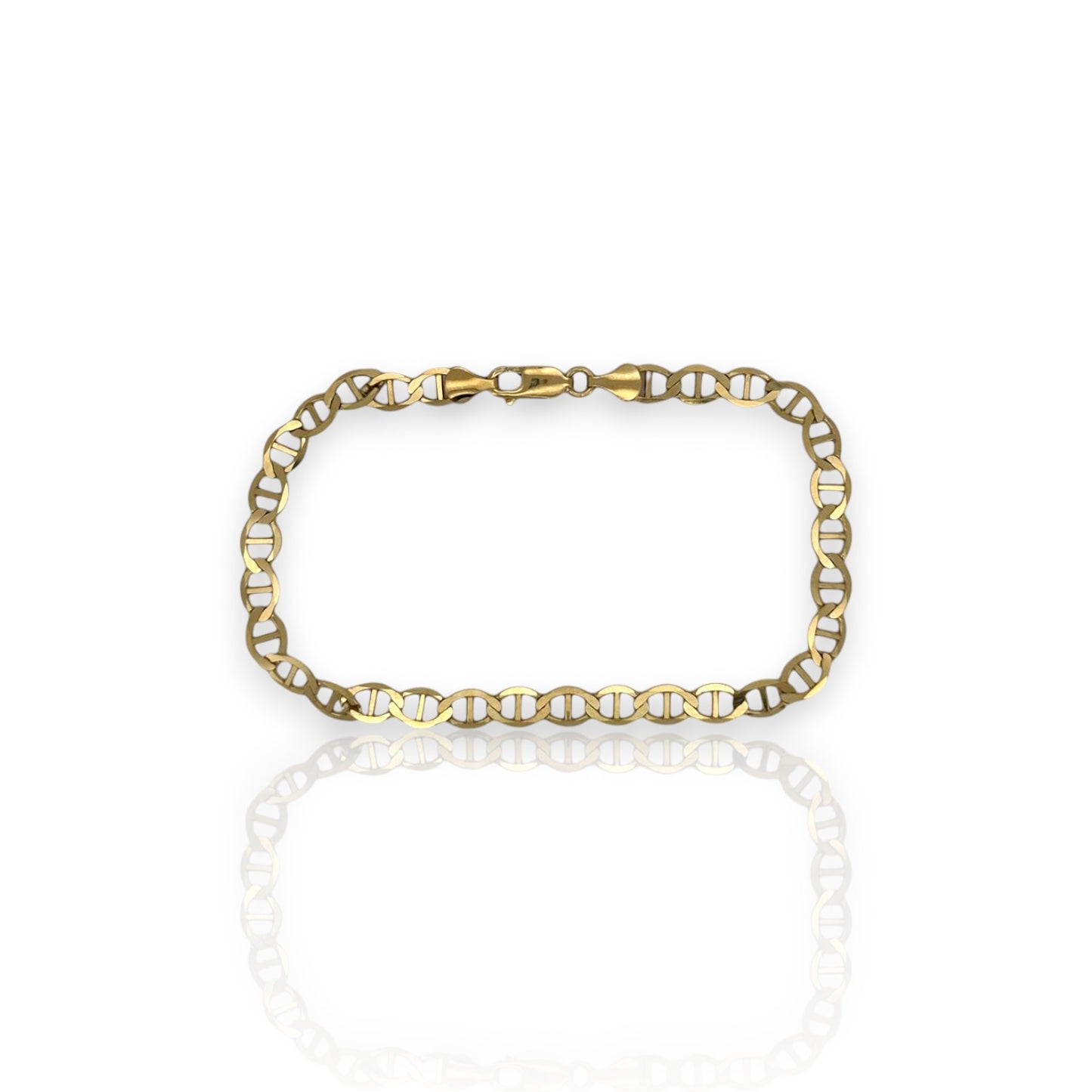 10K Fully Solid Valentino Link Anklet - 10K Yellow Gold