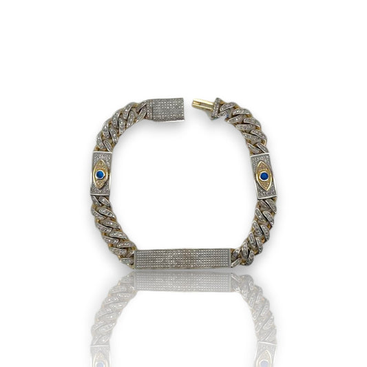 Evil Eye Natural Diamond Bracelet - 10K Two Tone