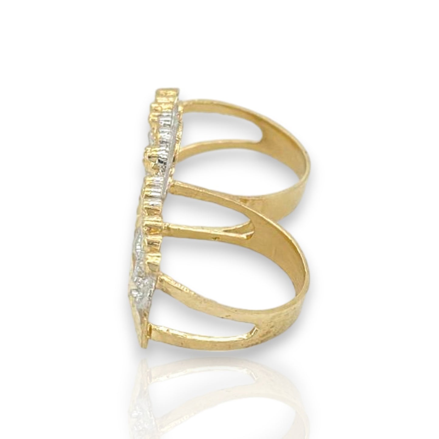 Anillo de dedo doble en dos tonos de la Última Cena - Oro amarillo de 10 quilates