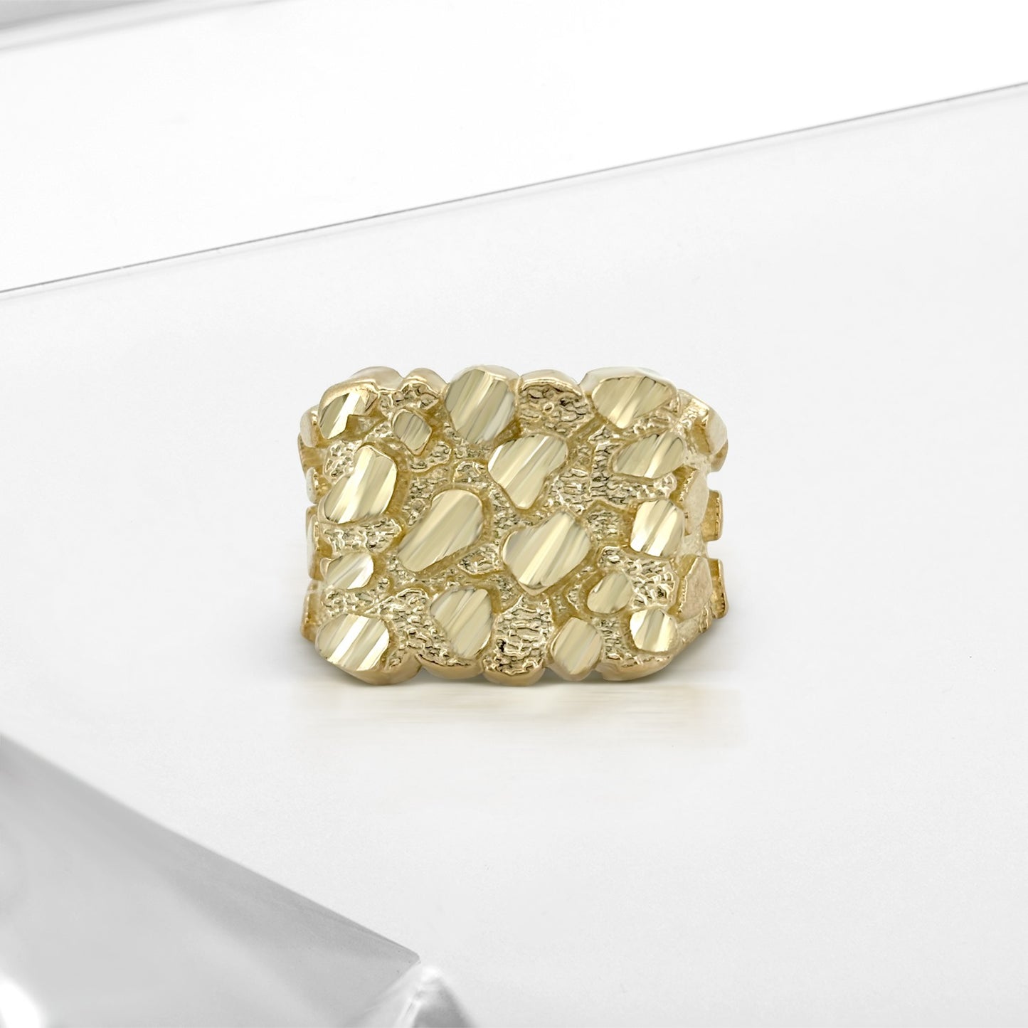 Nugget Square Ring - 10K Yellow Gold