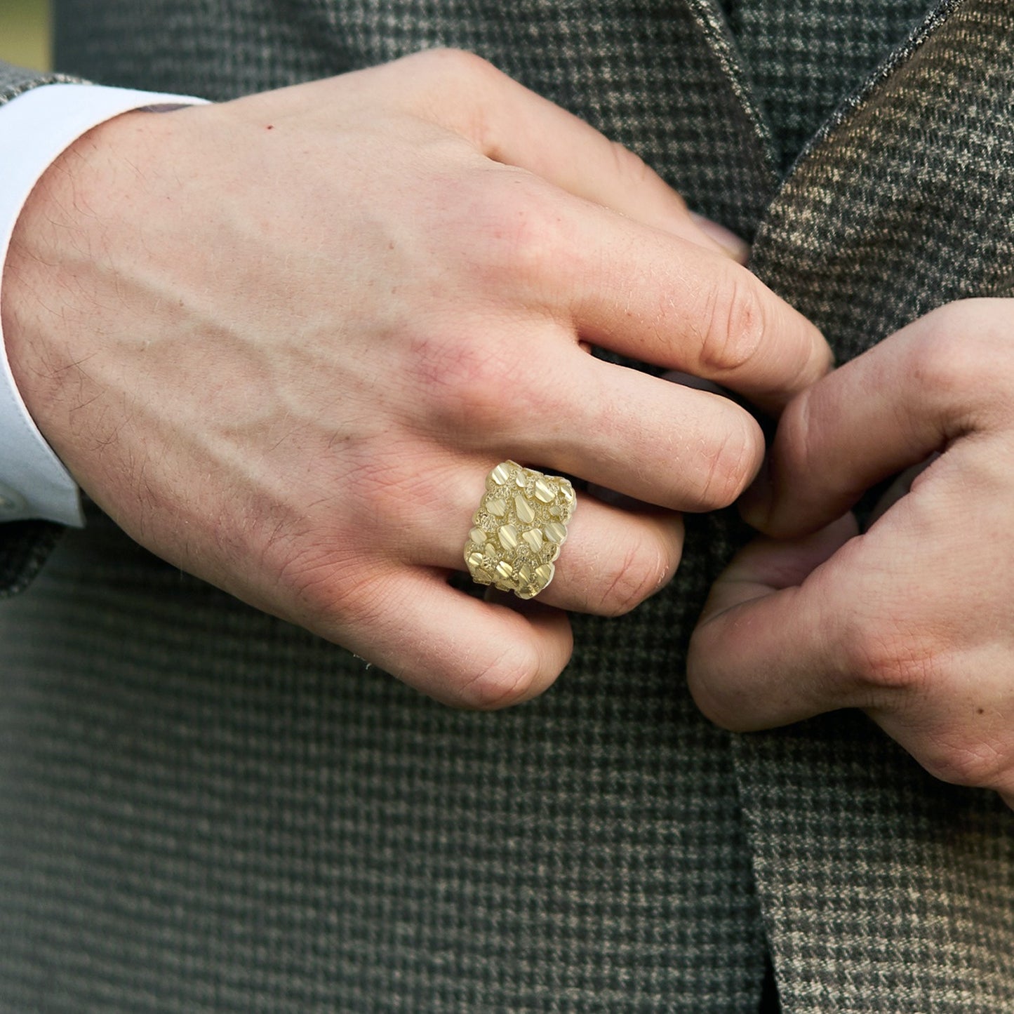 Nugget Square Ring - 10K Yellow Gold