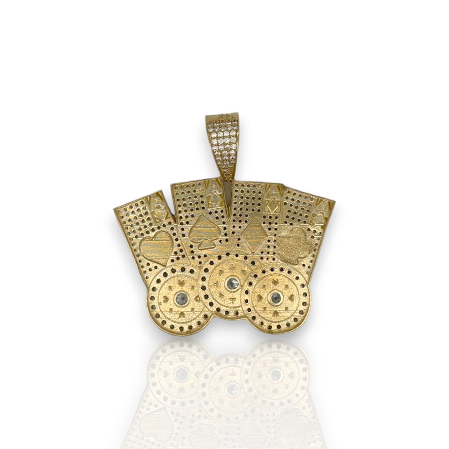 Poker "Aces" Cz Pendant - 14K Yellow Gold