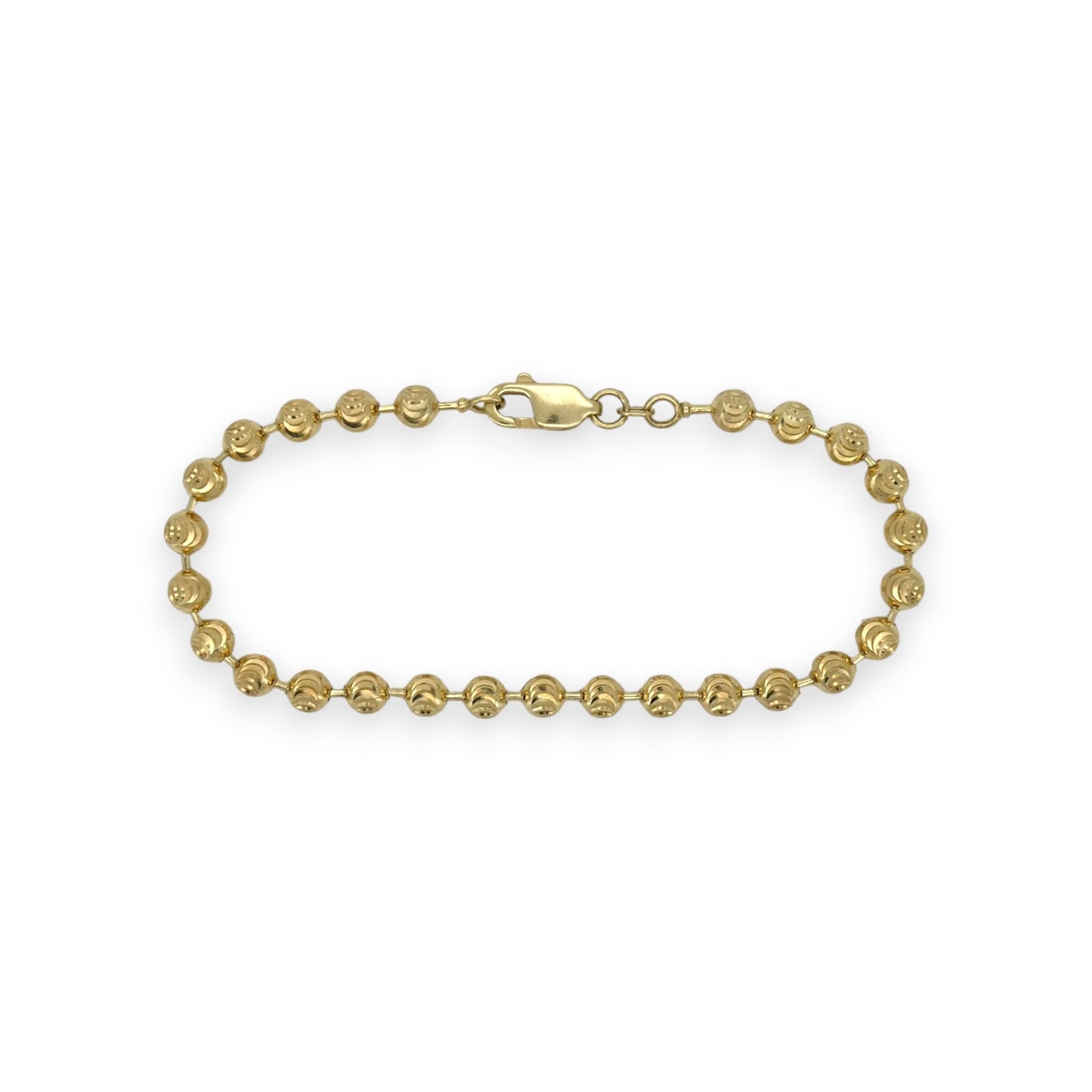Brazalete de eslabones con forma de bola y cuentas - Oro amarillo de 14 k - Sólido