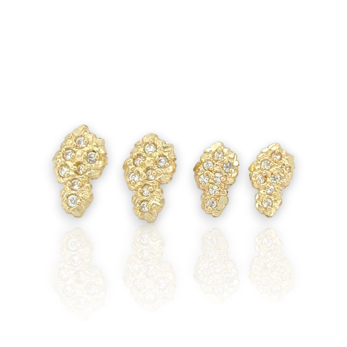 Africa CZ Nugget Earrings - 10K Yellow Gold