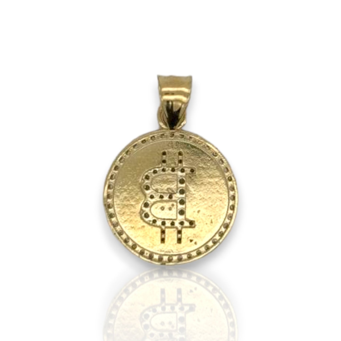 Bitcoin Cz Pendant - 14k Yellow Gold