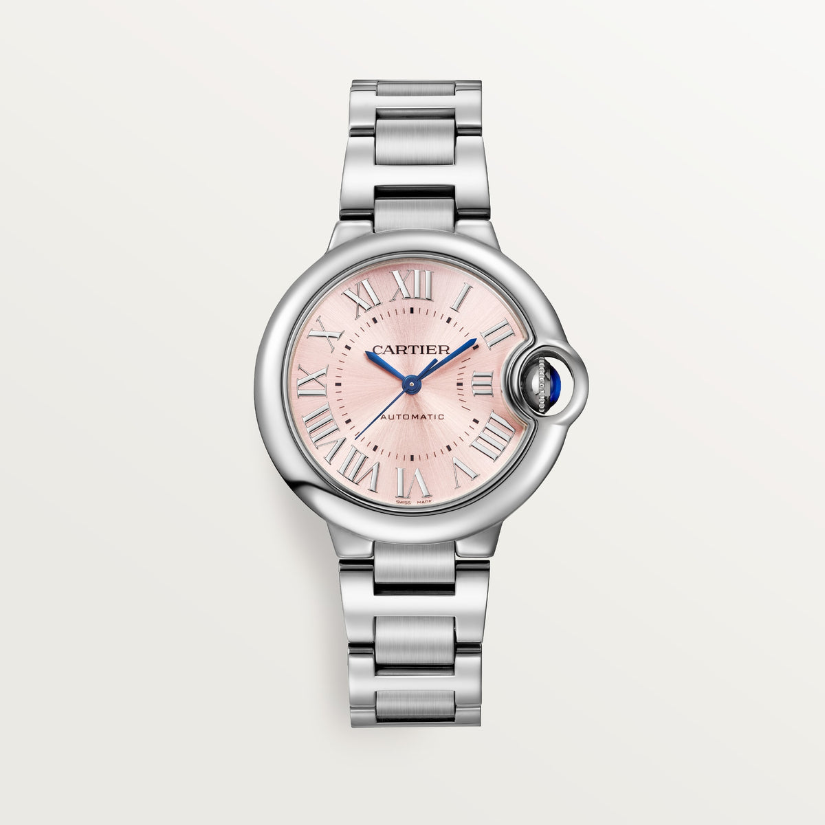 Cartier Ballon Bleu de Cartier WSBB0068 - 33 mm Steel, Pink sunray Dial, Steel bracelet