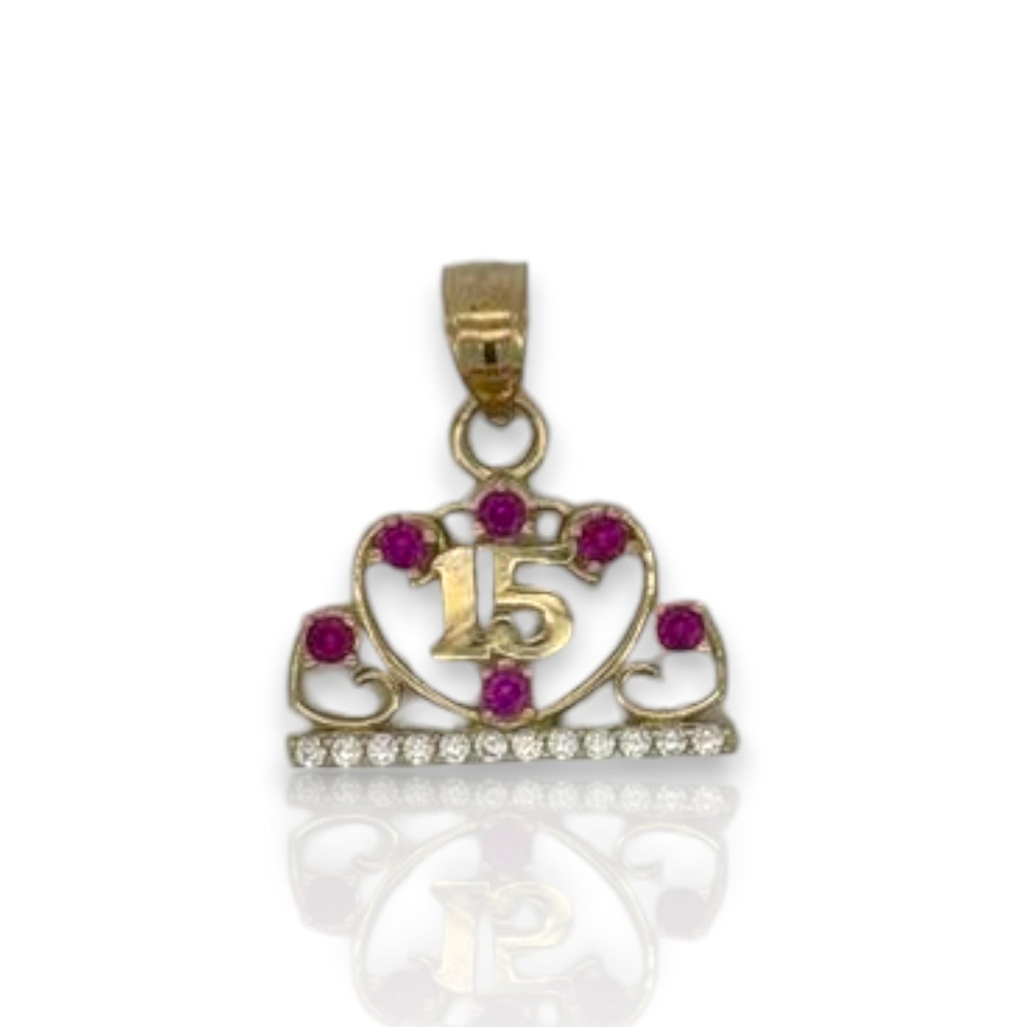 Quinceanera Cz Pendant - 14K Yellow Gold