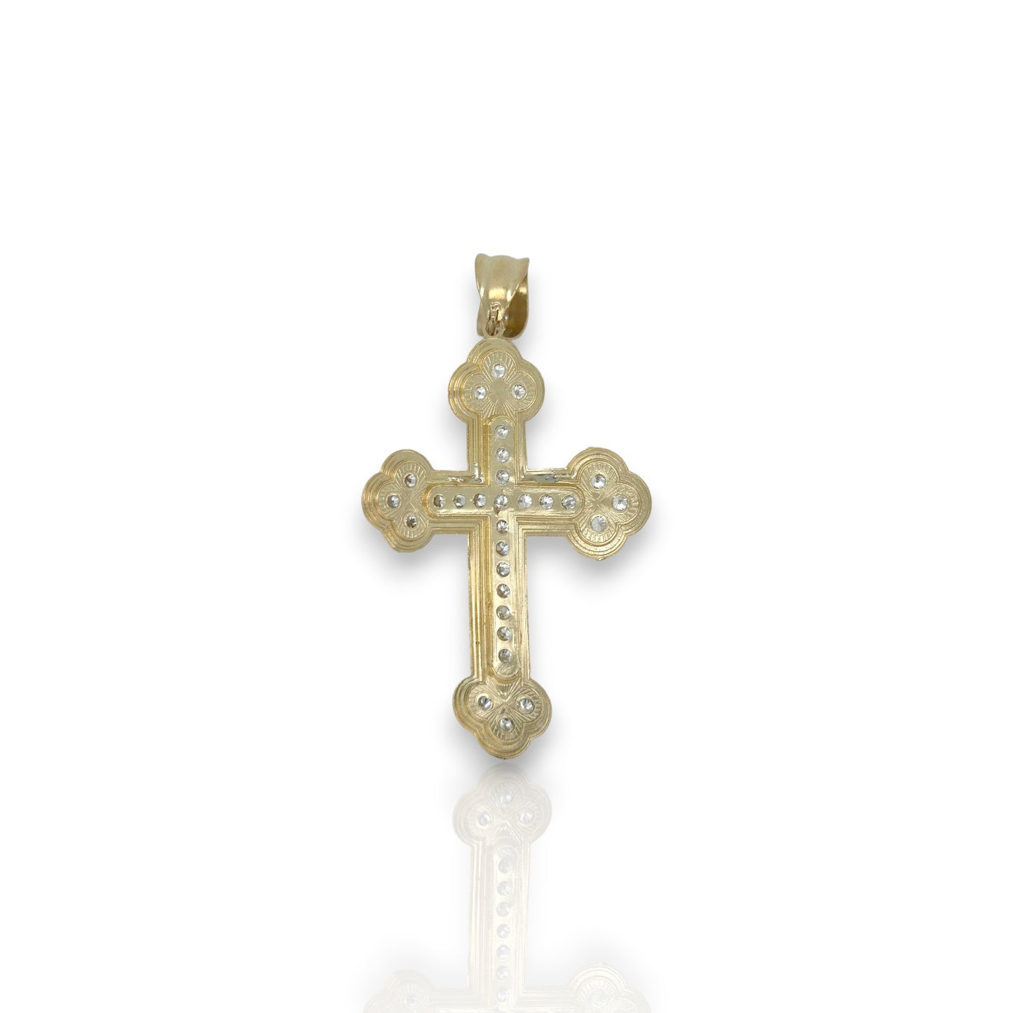 Cross Crucifix Two Tone Pendant - 10k Yellow Gold